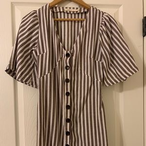 Millbon Striped Button Up Dress